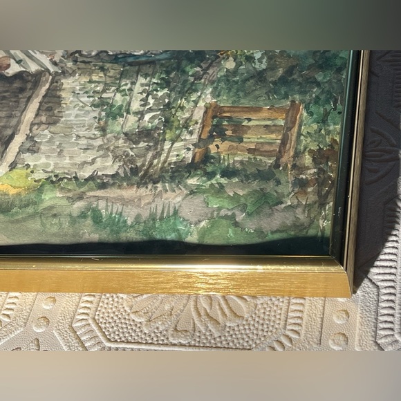 Country Cabin Original Water Colour. Artist Unknown. Gold tone pressure Frame - Picture 8 of 13